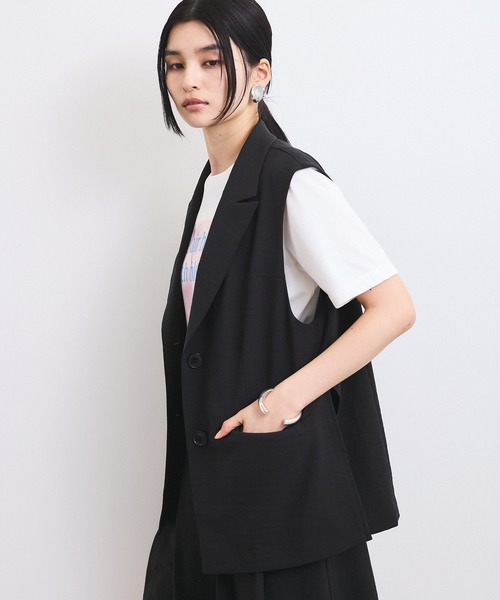 VIS（ビス）の「【セットアップ対応】サイド深スリットジレベスト（ベスト・レディース・ブラック/グリーン系その他2・FREE）」の11枚目の写真