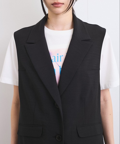 VIS（ビス）の「【セットアップ対応】サイド深スリットジレベスト（ベスト・レディース・ブラック/グリーン系その他2・FREE）」の17枚目の写真