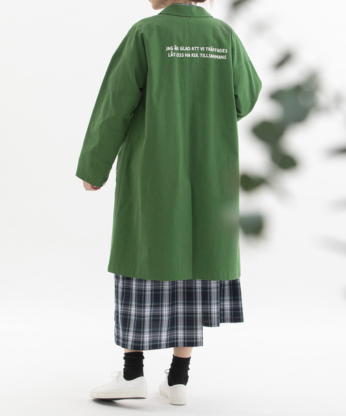 nop de nod(ノップドゥノッド)の「コットンツイルバックロゴラボコート(unisex)(その他アウター・レディース・グレー系/ブラック/グリーン/ライトグリーン/ブラック系その他/ブルー/ベージュ・M)」の8枚目の写真