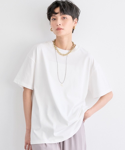 BARNYARDSTORM（バンヤードストーム）の「BARNYARDSTORM / GIZAコットンTシャツ【汗染み軽減】【『ネルソンさん』YouTubeご紹介アイテム】（Tシャツ/カットソー・レディース・ホワイト/ブラウン/ピンク/チャコールグレー/ベージュ・S/M）」の2枚目の写真