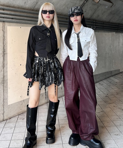 Figments(フィグメンツ)の「アジャスタータイシャツ(シャツ/ブラウス・レディース・ブラック/ホワイト・FREE)」の4枚目の写真