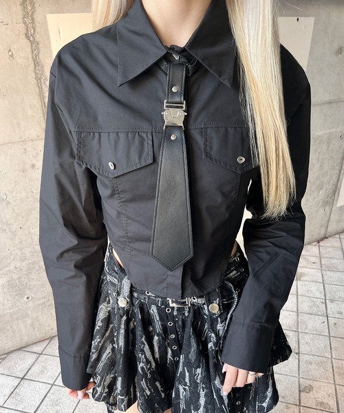 Figments(フィグメンツ)の「アジャスタータイシャツ(シャツ/ブラウス・レディース・ブラック/ホワイト・FREE)」の7枚目の写真