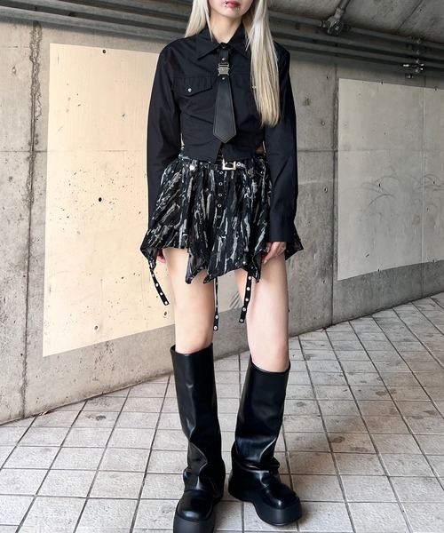 Figments(フィグメンツ)の「アジャスタータイシャツ(シャツ/ブラウス・レディース・ブラック/ホワイト・FREE)」の8枚目の写真