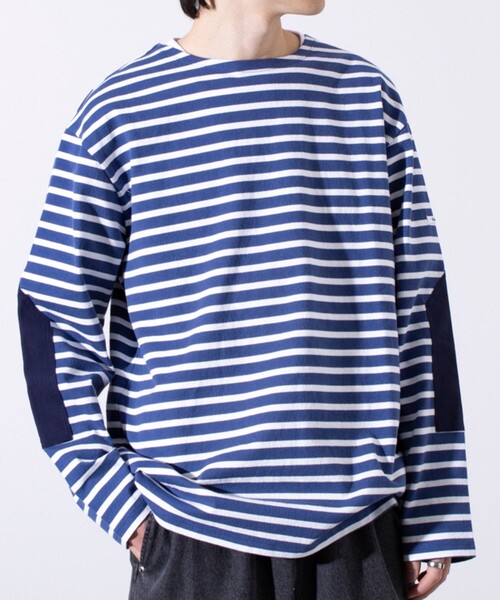 GLOSTER(グロスター)の「【GLOSTER/グロスター】バスクボーダー エルボーパッチ ボーダーロンT(Tシャツ/カットソー・メンズ・その他/ホワイト系その他2/ホワイト系その他/ネイビー/ブルー系その他・S/M/L)」の4枚目の写真