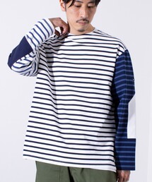 GLOSTER | 【GLOSTER/グロスター】バスクボーダー  エルボーパッチ ボーダーロンT(Tシャツ/カットソー)
