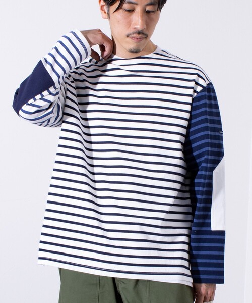 GLOSTER(グロスター)の「【GLOSTER/グロスター】バスクボーダー エルボーパッチ ボーダーロンT(Tシャツ/カットソー・メンズ・その他/ホワイト系その他2/ホワイト系その他/ネイビー/ブルー系その他・S/M/L)」の5枚目の写真