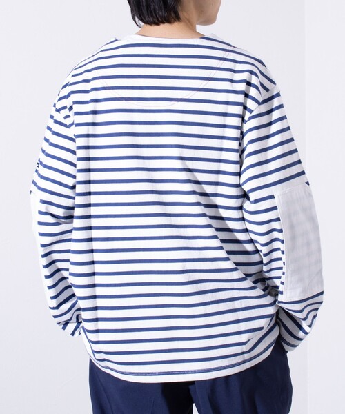 GLOSTER(グロスター)の「【GLOSTER/グロスター】バスクボーダー エルボーパッチ ボーダーロンT(Tシャツ/カットソー・メンズ・その他/ホワイト系その他2/ホワイト系その他/ネイビー/ブルー系その他・S/M/L)」の22枚目の写真