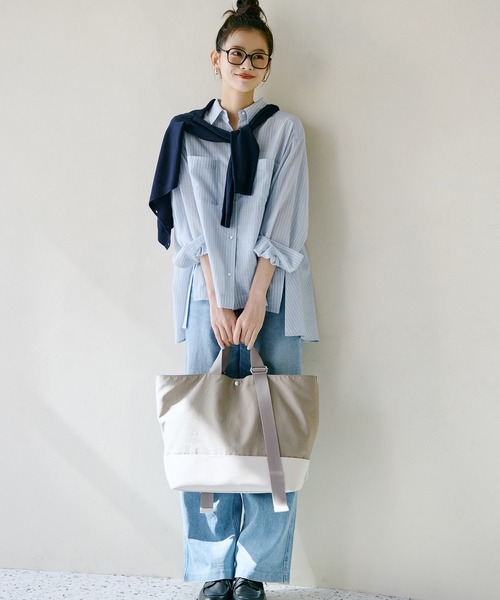 Breath TOPKAPI(ブレストプカピ)の「【Breath TOPKAPI】RIPPLE リプル リンクル ナイロン 変形 トートバッグ/ A4対応(トートバッグ・レディース・グレイッシュベージュ/ブラック・FREE)」の19枚目の写真