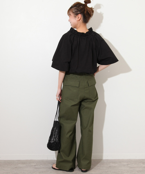 JOURNAL STANDARD relume(ジャーナルスタンダード レリューム)の「《WEB限定追加》フリルリボンTシャツ(Tシャツ/カットソー・レディース・ブラック/ホワイト・FREE)」の19枚目の写真