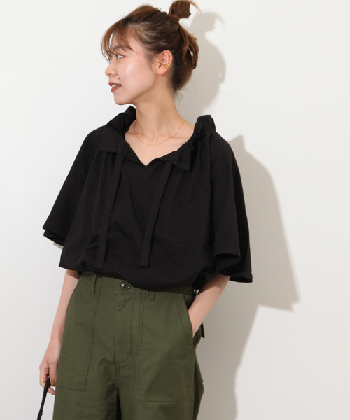 JOURNAL STANDARD relume(ジャーナルスタンダード レリューム)の「《WEB限定追加》フリルリボンTシャツ(Tシャツ/カットソー・レディース・ブラック/ホワイト・FREE)」の21枚目の写真