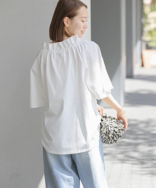 JOURNAL STANDARD relume(ジャーナルスタンダード レリューム)の「《WEB限定追加》フリルリボンTシャツ(Tシャツ/カットソー・レディース・ブラック/ホワイト・FREE)」の5枚目の写真