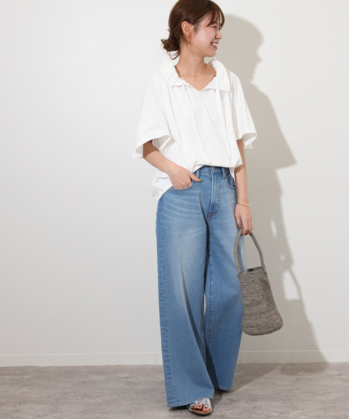 JOURNAL STANDARD relume(ジャーナルスタンダード レリューム)の「《WEB限定追加》フリルリボンTシャツ(Tシャツ/カットソー・レディース・ブラック/ホワイト・FREE)」の14枚目の写真