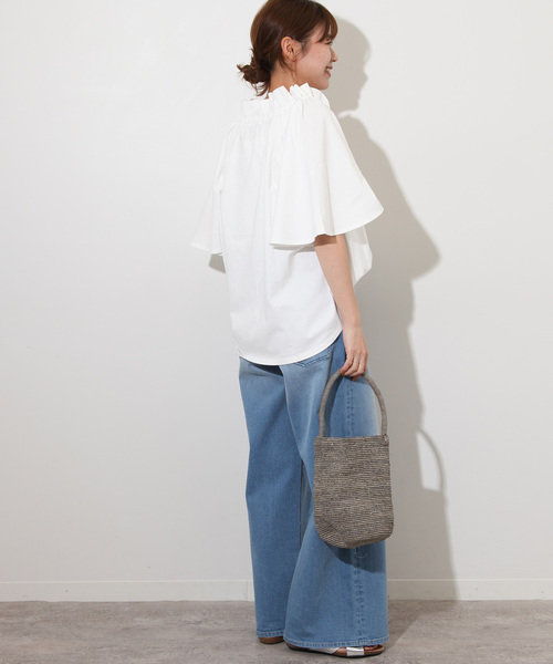 JOURNAL STANDARD relume(ジャーナルスタンダード レリューム)の「《WEB限定追加》フリルリボンTシャツ(Tシャツ/カットソー・レディース・ブラック/ホワイト・FREE)」の9枚目の写真