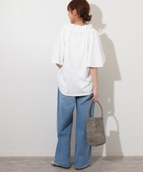 JOURNAL STANDARD relume(ジャーナルスタンダード レリューム)の「《WEB限定追加》フリルリボンTシャツ(Tシャツ/カットソー・レディース・ブラック/ホワイト・FREE)」の11枚目の写真