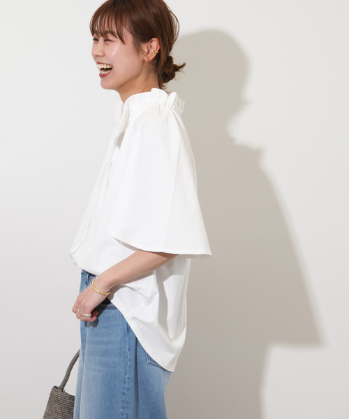JOURNAL STANDARD relume(ジャーナルスタンダード レリューム)の「《WEB限定追加》フリルリボンTシャツ(Tシャツ/カットソー・レディース・ブラック/ホワイト・FREE)」の8枚目の写真