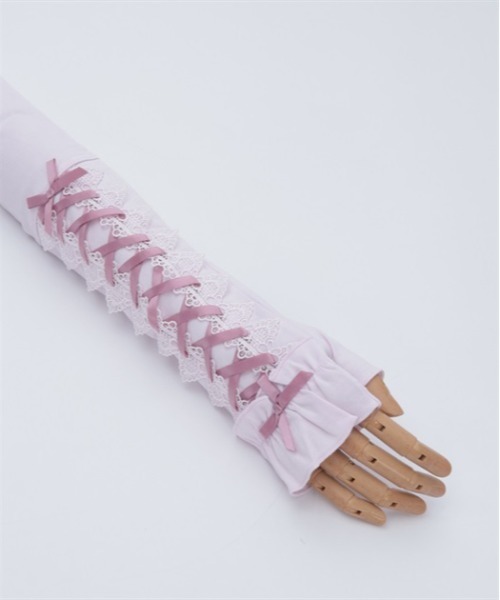 axes femme POETIQUE（アクシーズファムポエティック）の「レースアップＵＶグローブ（手袋・レディース・ホワイト/ブラック/ピンク・FREE）」の13枚目の写真