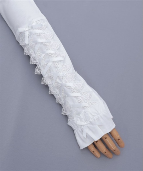 axes femme POETIQUE（アクシーズファムポエティック）の「レースアップＵＶグローブ（手袋・レディース・ホワイト/ブラック/ピンク・FREE）」の20枚目の写真