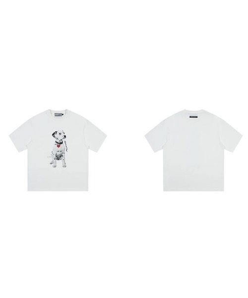グラフィックダルメシアンTシャツ ユニセックス オーバーサイズ