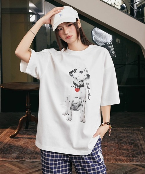 グラフィックダルメシアンTシャツ ユニセックス オーバーサイズ