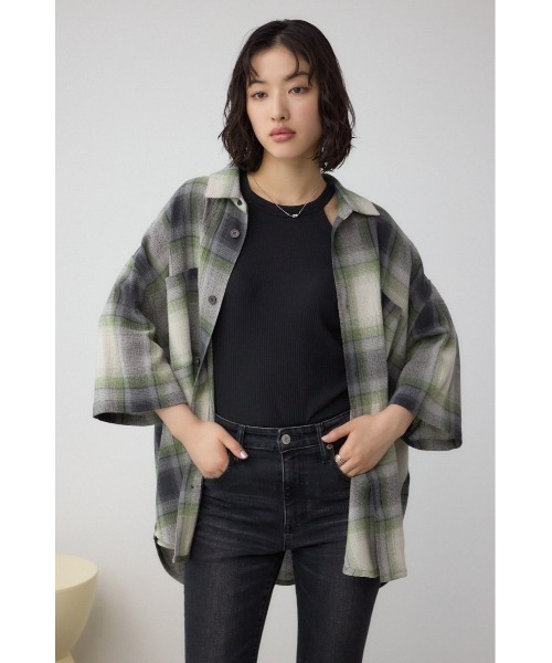 AZUL by moussy(アズールバイマウジー)の「シアーチェックシャツ(シャツ/ブラウス・メンズ・ブラック系その他/ブルー系その他3/グリーン系その他/レッド系その他・FREE/MEDIUM)」の3枚目の写真
