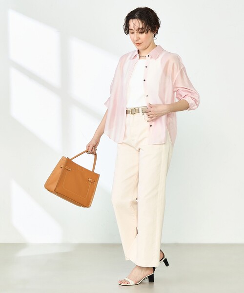 NOLLEY’S（ノーリーズ）の「シアーシャツ（シャツ/ブラウス・レディース・ブラック/ベビーピンク/ミント/キャメル・38/36）」の7枚目の写真