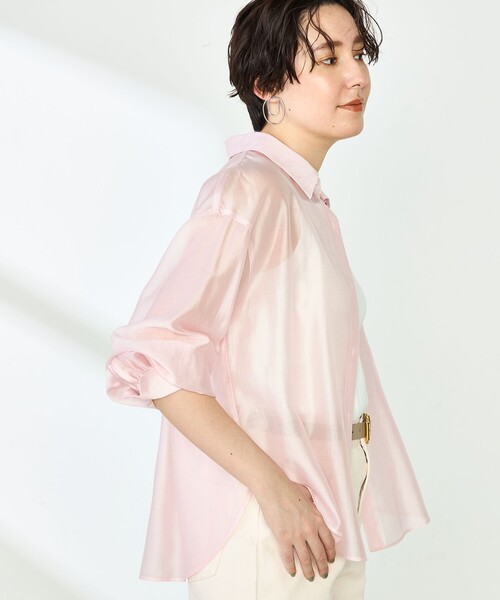 NOLLEY’S（ノーリーズ）の「シアーシャツ（シャツ/ブラウス・レディース・ブラック/ベビーピンク/ミント/キャメル・38/36）」の9枚目の写真