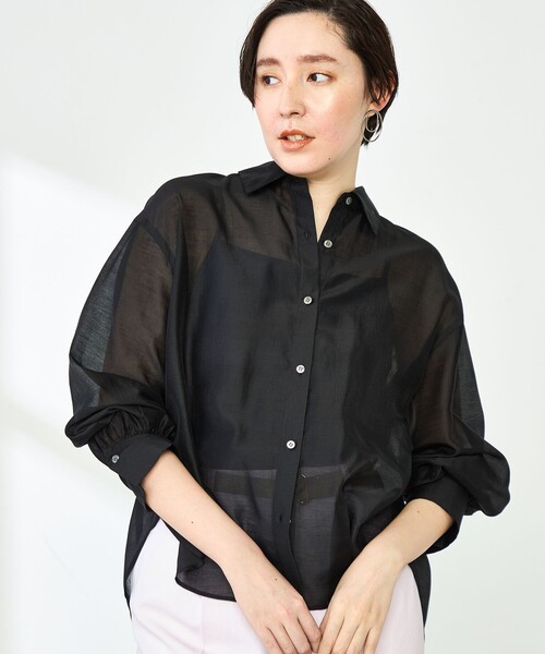NOLLEY’S（ノーリーズ）の「シアーシャツ（シャツ/ブラウス・レディース・ブラック/ベビーピンク/ミント/キャメル・38/36）」の19枚目の写真