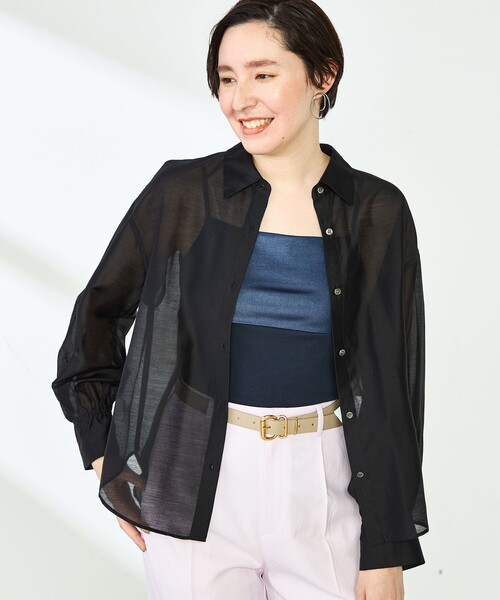 NOLLEY’S（ノーリーズ）の「シアーシャツ（シャツ/ブラウス・レディース・ブラック/ベビーピンク/ミント/キャメル・38/36）」の22枚目の写真