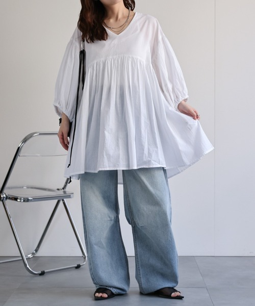 ap retro(アプレトロ)の「【India Fabric】ギャザーフレアブラウス / コットン100%(シャツ/ブラウス・レディース・オフホワイト/ブラウン/ブラック・FREE)」の16枚目の写真
