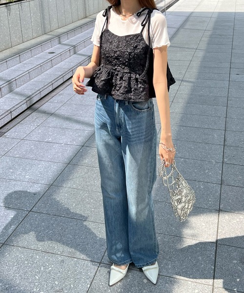 Futier land（フューティアランド）の「ジャガードフラワービスチェ（キャミソール・レディース・グレー/ミント/ブラック・FREE）」の6枚目の写真