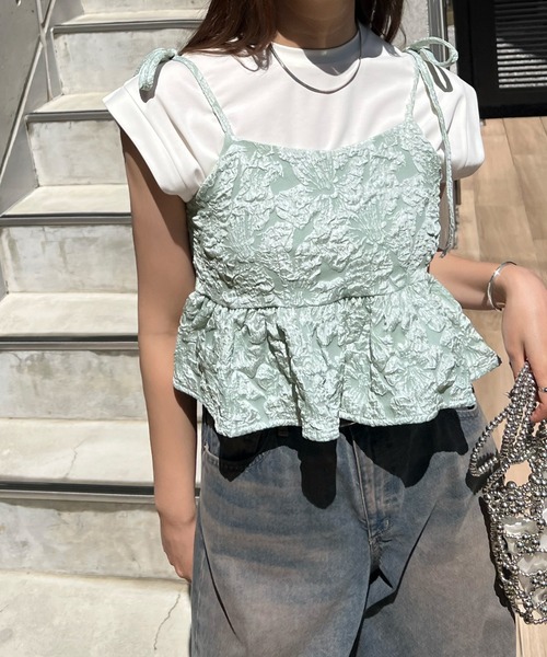 Futier land（フューティアランド）の「ジャガードフラワービスチェ（キャミソール・レディース・グレー/ミント/ブラック・FREE）」の13枚目の写真