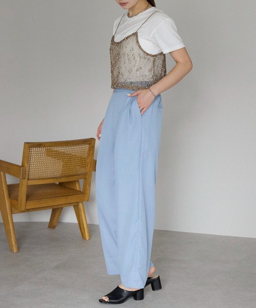 r.（アールドット）の「ネップメッシュ　ビスチェ（キャミソール・レディース・ブラック/アイボリー/ベージュ/オレンジ・FREE）」の8枚目の写真