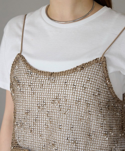 r.（アールドット）の「ネップメッシュ　ビスチェ（キャミソール・レディース・ブラック/アイボリー/ベージュ/オレンジ・FREE）」の10枚目の写真