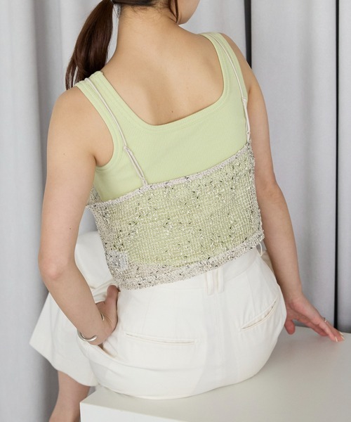 r.（アールドット）の「ネップメッシュ　ビスチェ（キャミソール・レディース・ブラック/アイボリー/ベージュ/オレンジ・FREE）」の13枚目の写真