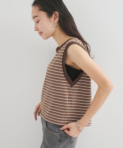 STAR&STRIPE(スターアンドストライプ)の「【STAR&STRIPE(スター&ストライプ)】MULTI BUSTIER(Tシャツ/カットソー・レディース・ブラウン/グレー/ブルー・M)」の3枚目の写真