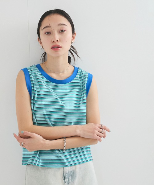 STAR&STRIPE(スターアンドストライプ)の「【STAR&STRIPE(スター&ストライプ)】MULTI BUSTIER(Tシャツ/カットソー・レディース・ブラウン/グレー/ブルー・M)」の1枚目の写真