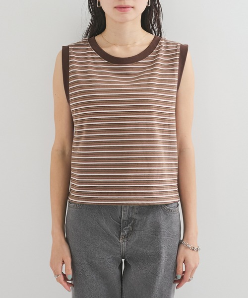 STAR&STRIPE(スターアンドストライプ)の「【STAR&STRIPE(スター&ストライプ)】MULTI BUSTIER(Tシャツ/カットソー・レディース・ブラウン/グレー/ブルー・M)」の7枚目の写真