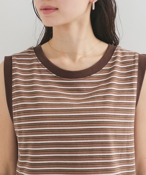 STAR&STRIPE(スターアンドストライプ)の「【STAR&STRIPE(スター&ストライプ)】MULTI BUSTIER(Tシャツ/カットソー・レディース・ブラウン/グレー/ブルー・M)」の10枚目の写真