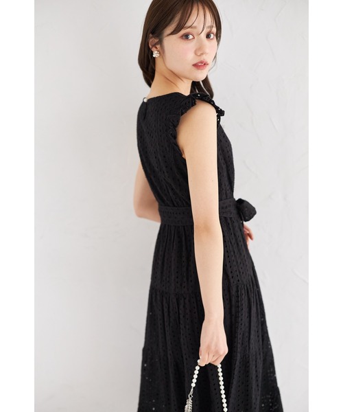 tocco closet(トッコ クローゼット)の「ウエストりぼん付き肩フリルハートネックコットンレースティアードワンピース(ワンピース・レディース・アイボリー/ブルー/ピンク/ブラック・M)」の20枚目の写真