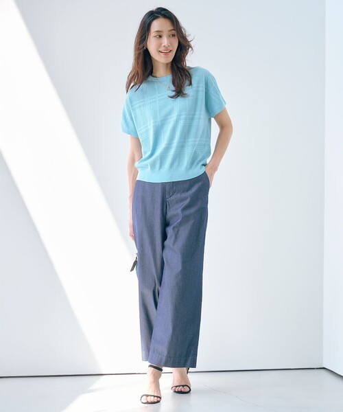 J.PRESS（ジェイプレス）の「【洗える】メッシュ パターン ニット（ニット/セーター・レディース・ピンク系3/ライトグレー系3/ネイビー系3/ピーコックグリーン系3・T15/T13）」の5枚目の写真