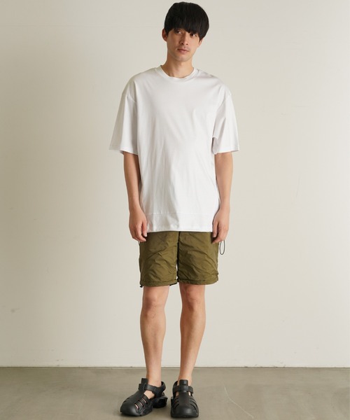 TRANSITION(トランジション)の「【TRANSITION】シルケットスムース天竺ナイロンワッシャー切り替えPK TEE(Tシャツ/カットソー・メンズ・ブラック/ホワイト・2/3)」の3枚目の写真
