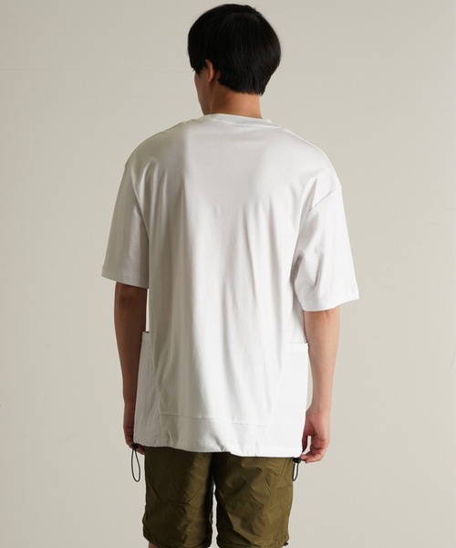 TRANSITION(トランジション)の「【TRANSITION】シルケットスムース天竺ナイロンワッシャー切り替えPK TEE(Tシャツ/カットソー・メンズ・ブラック/ホワイト・2/3)」の5枚目の写真