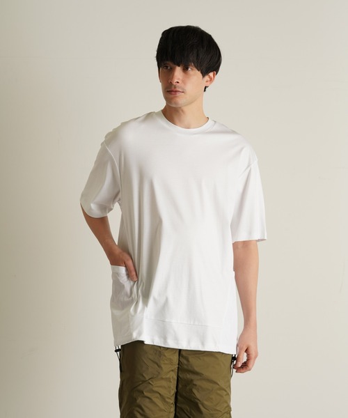 TRANSITION(トランジション)の「【TRANSITION】シルケットスムース天竺ナイロンワッシャー切り替えPK TEE(Tシャツ/カットソー・メンズ・ブラック/ホワイト・2/3)」の10枚目の写真