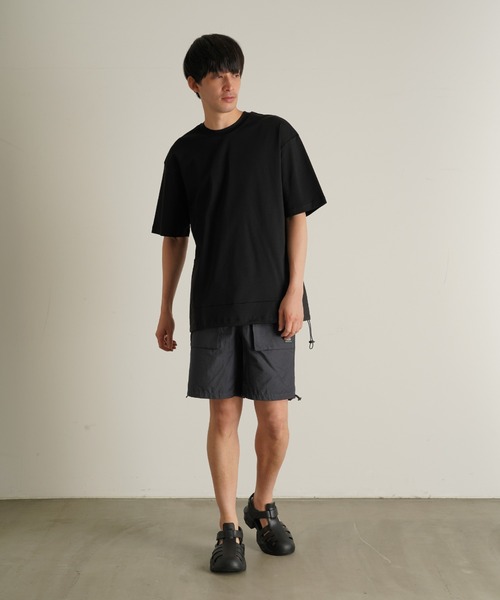 TRANSITION(トランジション)の「【TRANSITION】シルケットスムース天竺ナイロンワッシャー切り替えPK TEE(Tシャツ/カットソー・メンズ・ブラック/ホワイト・2/3)」の4枚目の写真