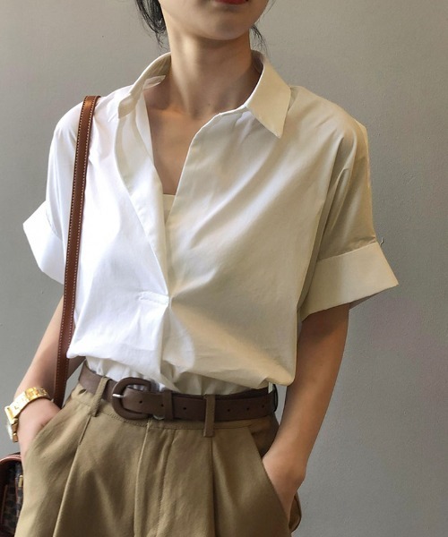 shoppinggo（ショッピングゴー）の「半袖シャツ レディース ブラウス（シャツ/ブラウス・レディース・ホワイト/ホワイト系その他・L/M）」の10枚目の写真