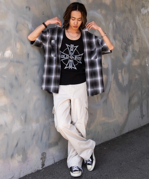 WEGO（ウィゴー）の「WEGO/オンブレチェックフードシャツ（シャツ/ブラウス・メンズ・ブラック系その他2/レッド系その他2・MEDIUM/LARGE）」の7枚目の写真