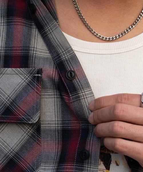 WEGO（ウィゴー）の「WEGO/オンブレチェックフードシャツ（シャツ/ブラウス・メンズ・ブラック系その他2/レッド系その他2・MEDIUM/LARGE）」の12枚目の写真