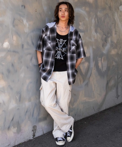 WEGO（ウィゴー）の「WEGO/オンブレチェックフードシャツ（シャツ/ブラウス・メンズ・ブラック系その他2/レッド系その他2・MEDIUM/LARGE）」の20枚目の写真