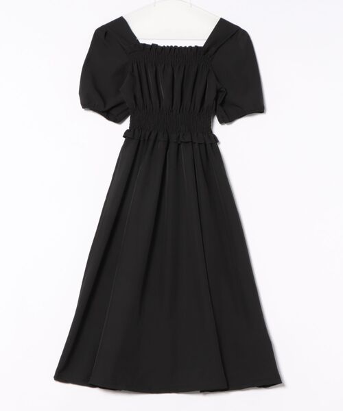Ritzy（リッツィー）の「シャーリングデザイン パフスリーブ ミモレ丈 半袖ワンピース（ワンピース・レディース・ブラック/ブルー・L/M）」の9枚目の写真