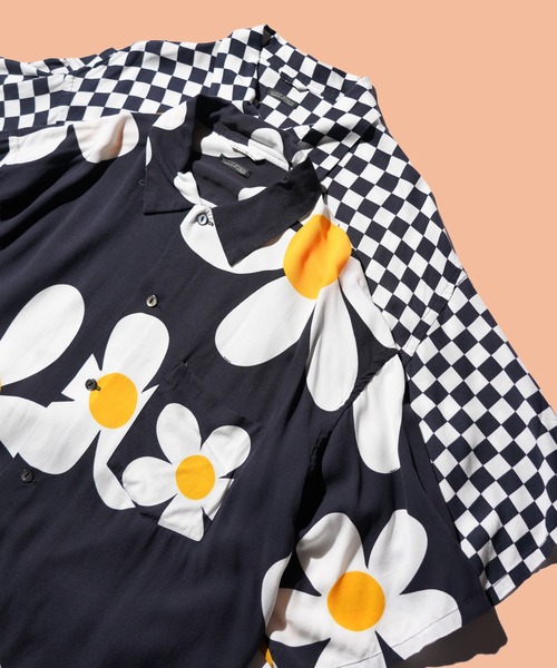 SUNNY  SPORTS（サニースポーツ）の「SUNNY SPORTS / サニースポーツ PRINTED BOX SHIRT 花 デイジー チェッカーフラッグ プリントレーヨン 半袖シャツ サマーシャツ（シャツ/ブラウス・メンズ・チェック/ブラック・MEDIUM/LARGE）」の14枚目の写真